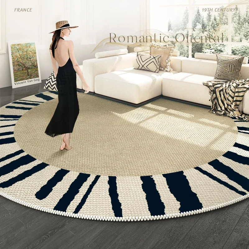 

French Style Living Room Decoration Carpet Retro Round Rugs for Bedroom Large Area Thickened Carpets Lounge Rug Chair Floor Mat