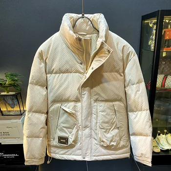 הברווז לבן למטה מעיל החורף עבה של גברים גברים החורף עבה windproof windowloose מעמד צווארון ארוך