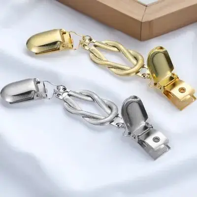 2Pcs Retro Sweater Brooch Pins Vintage Cardigan Closure Clips Clothing Shawl Collar Clips for Women Chic Fashion