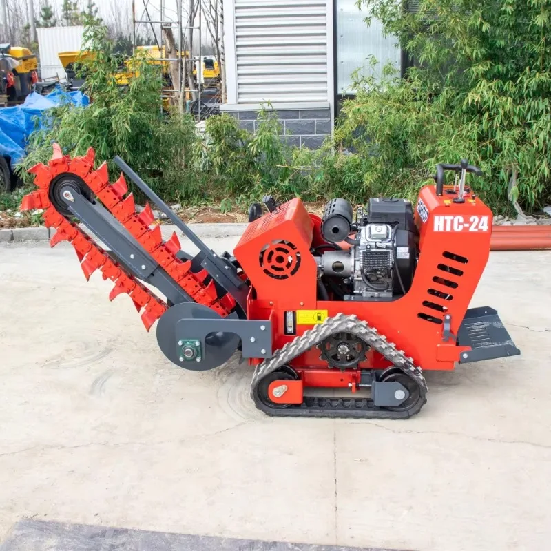 Rubber Track Trencher Small Trenching Machine Mini Skid Steer Walk-behind Trenchers Tracked Chain Ditcher for Pipe Laying