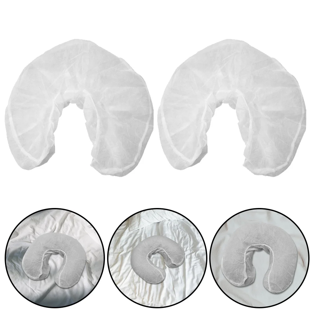 

50pcs Non-Woven U Shaped Pillowcase Disposable Pillow Covers Comfortable Travel Headrest Covers for Massage SPA Salons