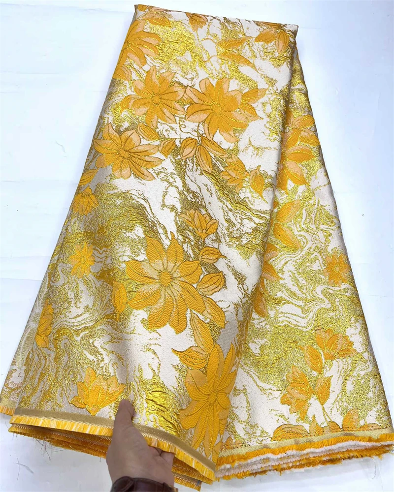 

Африканская парча, кружевная ткань, нигерийский дамасский французский жаккардовый позолоченный женский материал для шитья свадебного платья, новейший дизайн 2025 года