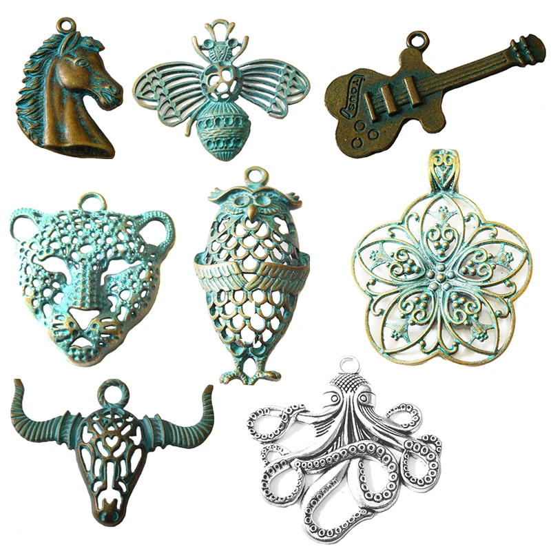 

8 Styles Trendy Retro Punk Ancient Bronze Pendant Charm For Men Women Fashion Bohemian Gothic Hip Hop Jewelry Accessories Gift