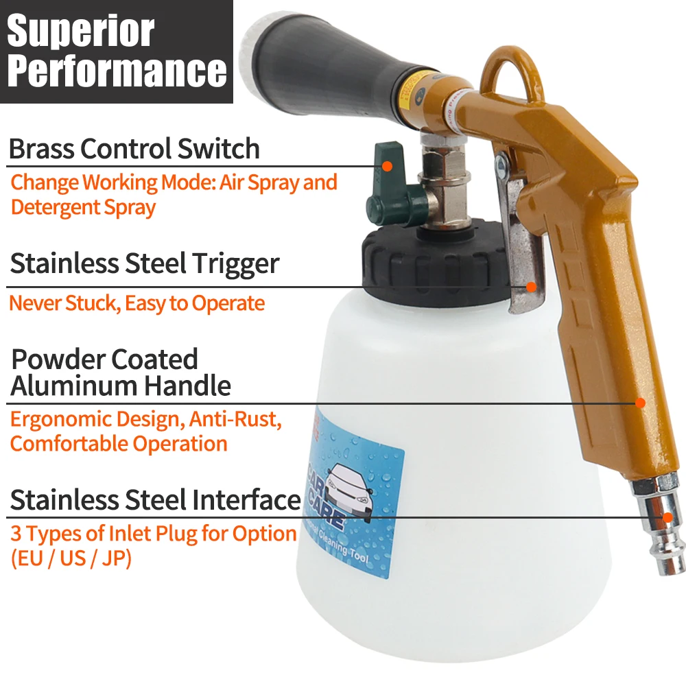 Tornado Pneumatic Air Foam Gun High Pressure Car Wash Interior Deep Cleaning Gun Espuma Tool for Tornador Detailing Tool