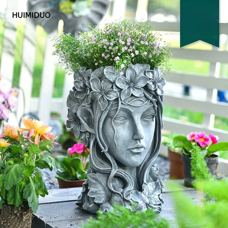 Muse Statue Resin Flower Pot Ornament Retro Decoration Creative Venus Large Diameter Succulent Vase