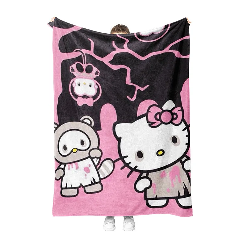 Sanrio Hello Kitty Halloween Blanket Winter Living Room Sofa Warm Large Flannel Blanket Office Multifunction Travel Blanket