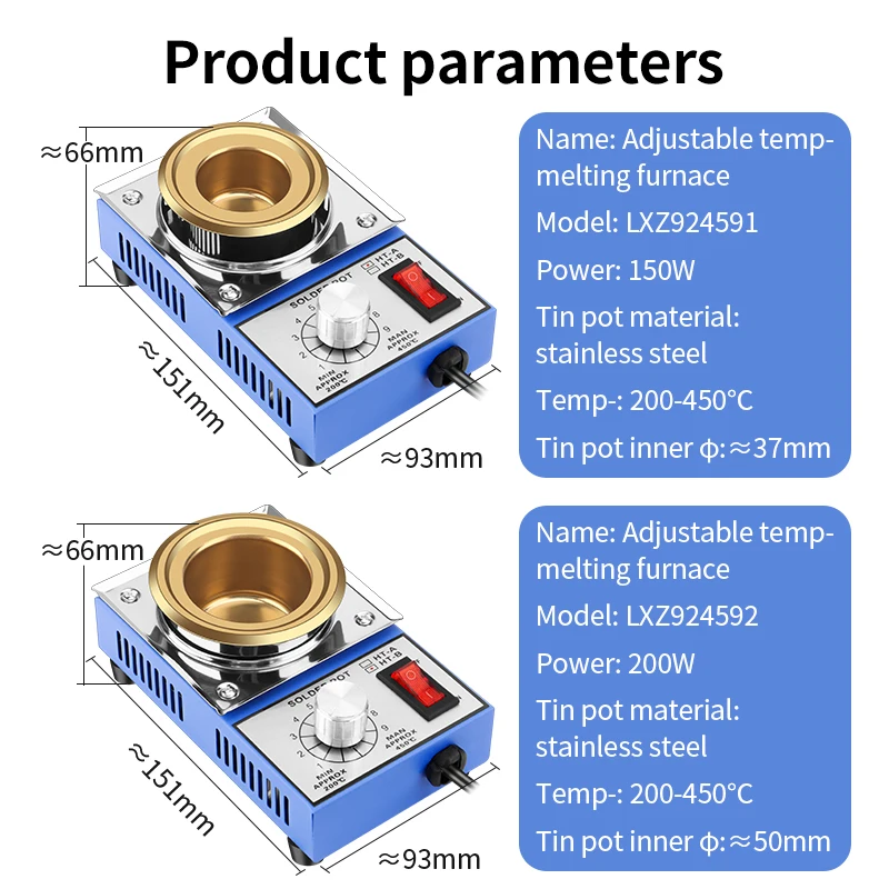 LUXIANZI 220V 300W/500W Portable Solder Pot Tin Melting Furnace  Handheld Adjustable Temperature Control Desoldering Bath Tool