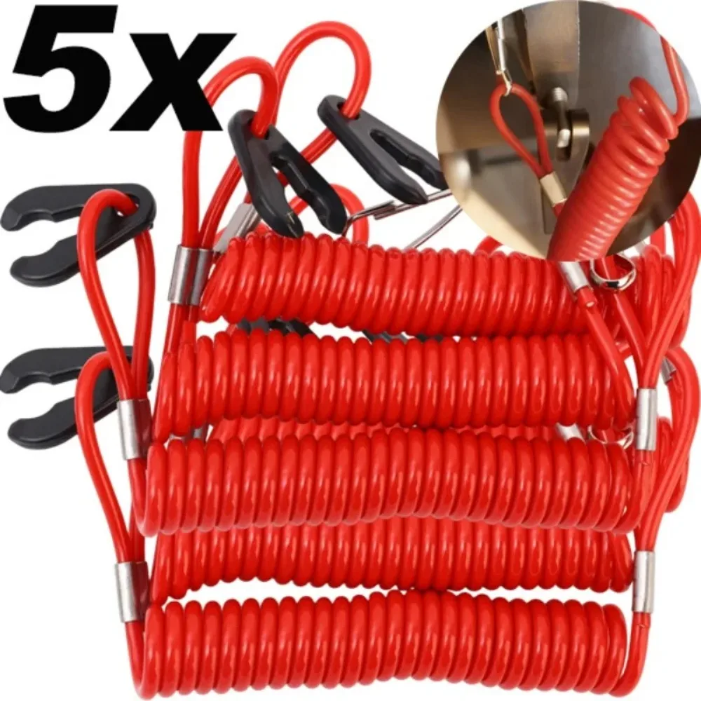 5/1pcs Boat Outboard Switch Engine Motor Lanyard Kill Urgent Stop Button Safety Connector Cord for Yamaha Suzuki Honda