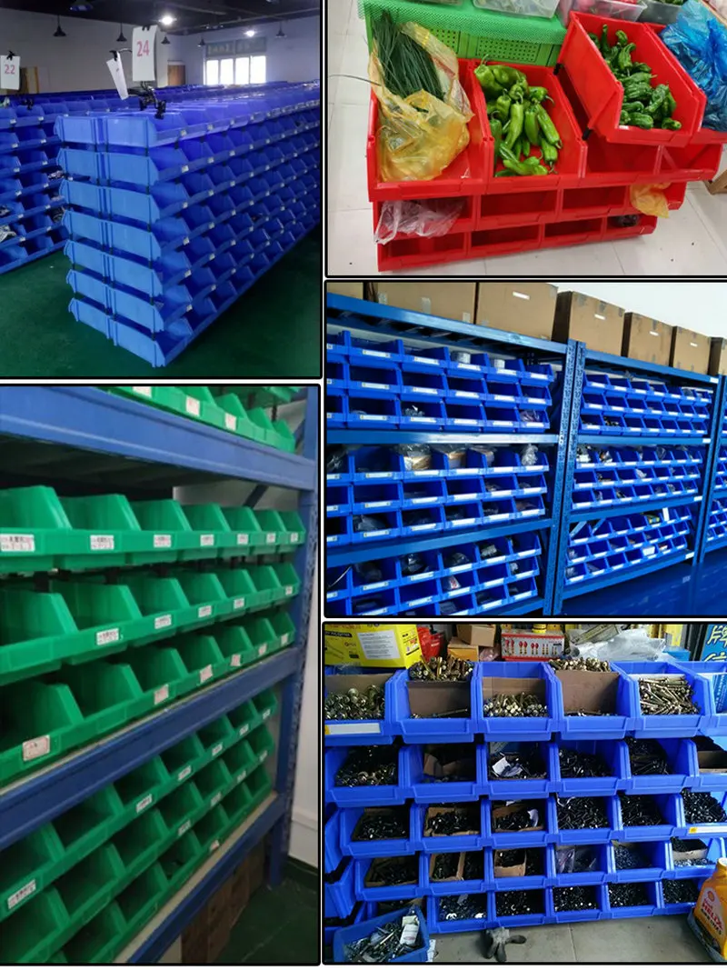 Build Up Type Stack-able Thicken HDPE Plastic Shelving Combined Tool Spare Parts Box Warehouse Storage Bin Cabinet