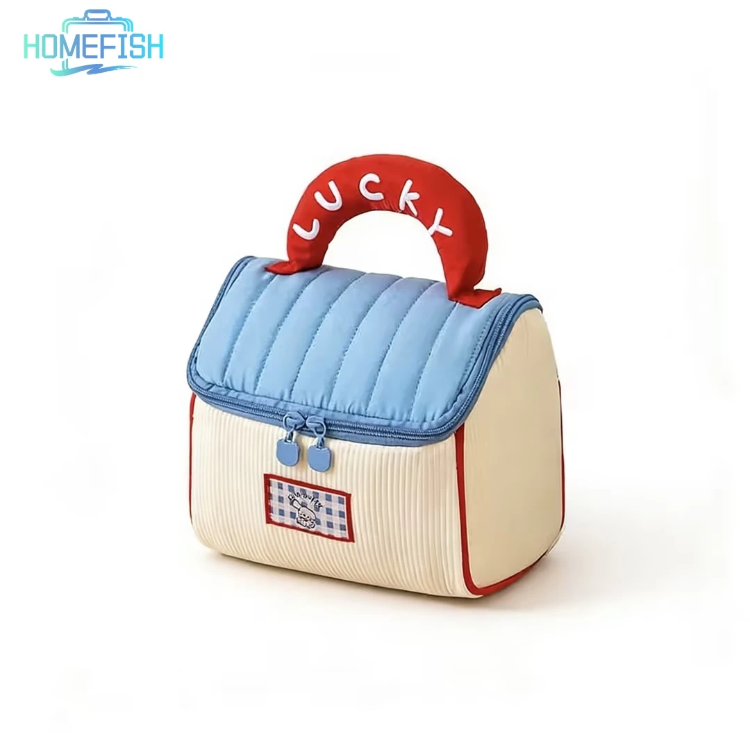 Cute Cartoon Pattern Portable Travel Cosmetic Bag with Niche Design for Organization and Storage