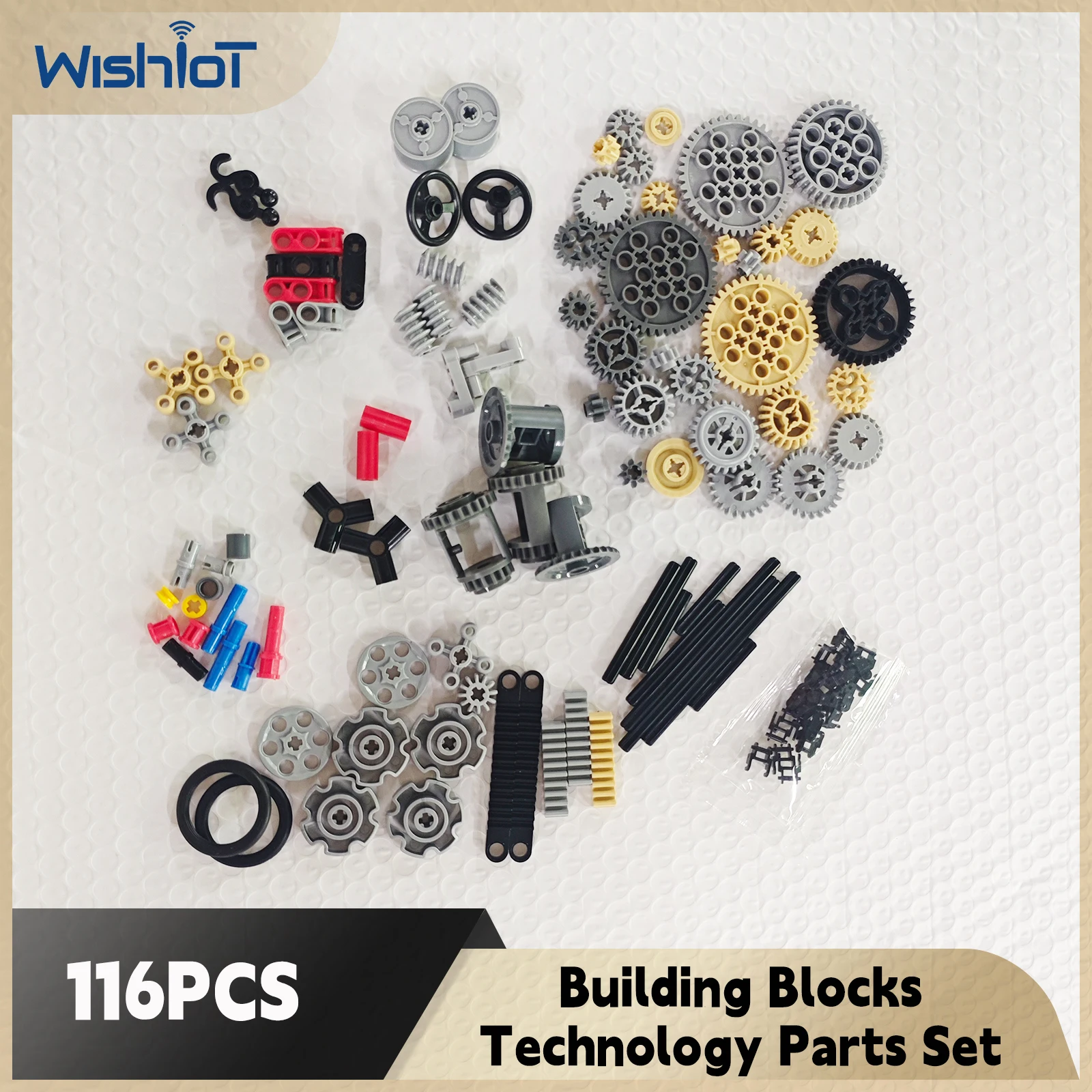 

116PCS Gear Shaft Set Technology Building Blocks Parts Multi-style Gears Differential Mixing Assembly 9686 DIY Toys MOC Bricks