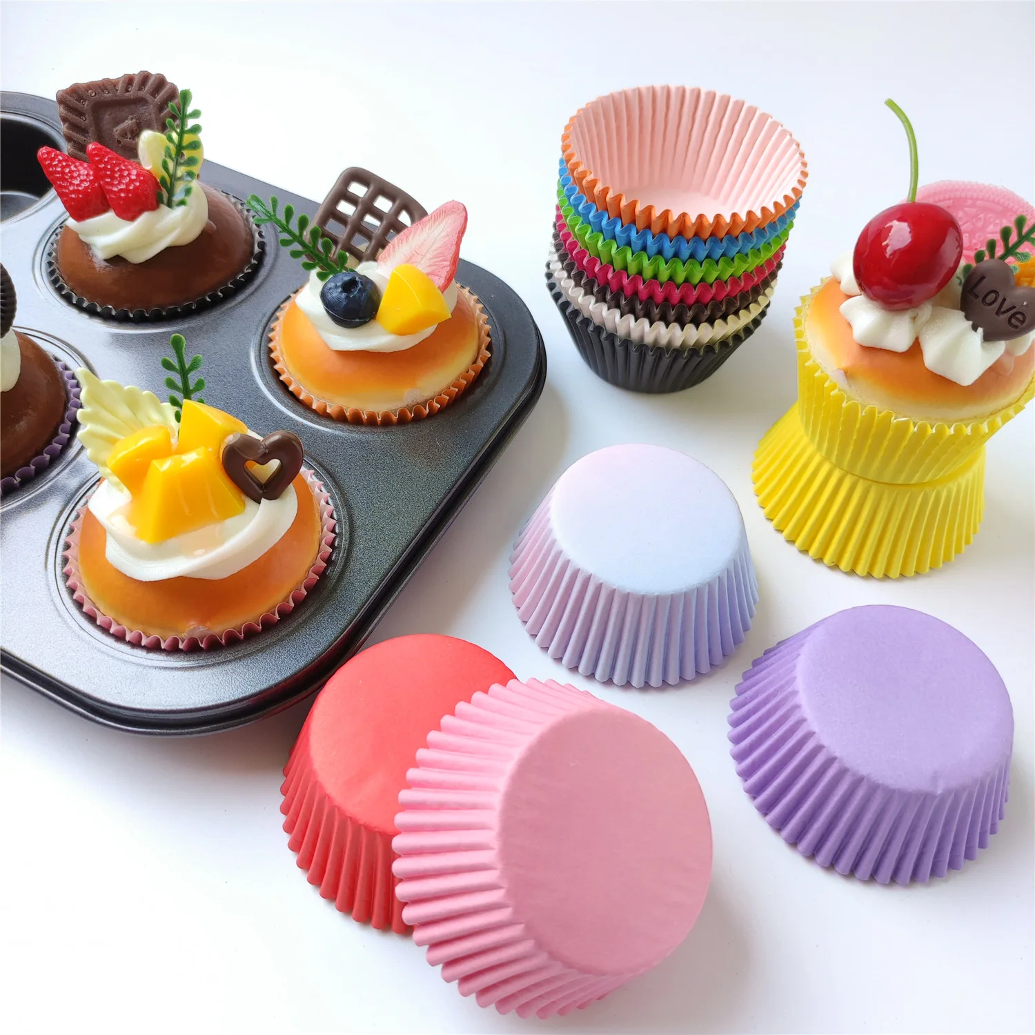 100pcs Mix Baking Cups Cupcake Liners Holders Paper Cup Baking Molds Greaseproof Muffin Wrappers Cupcakes Cake Tools