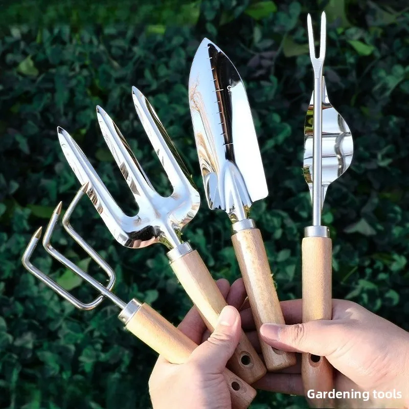 Stainless Steel Garden Shovel Rake Weeder Mini Gardening Tool for Planting Loosening Soil
