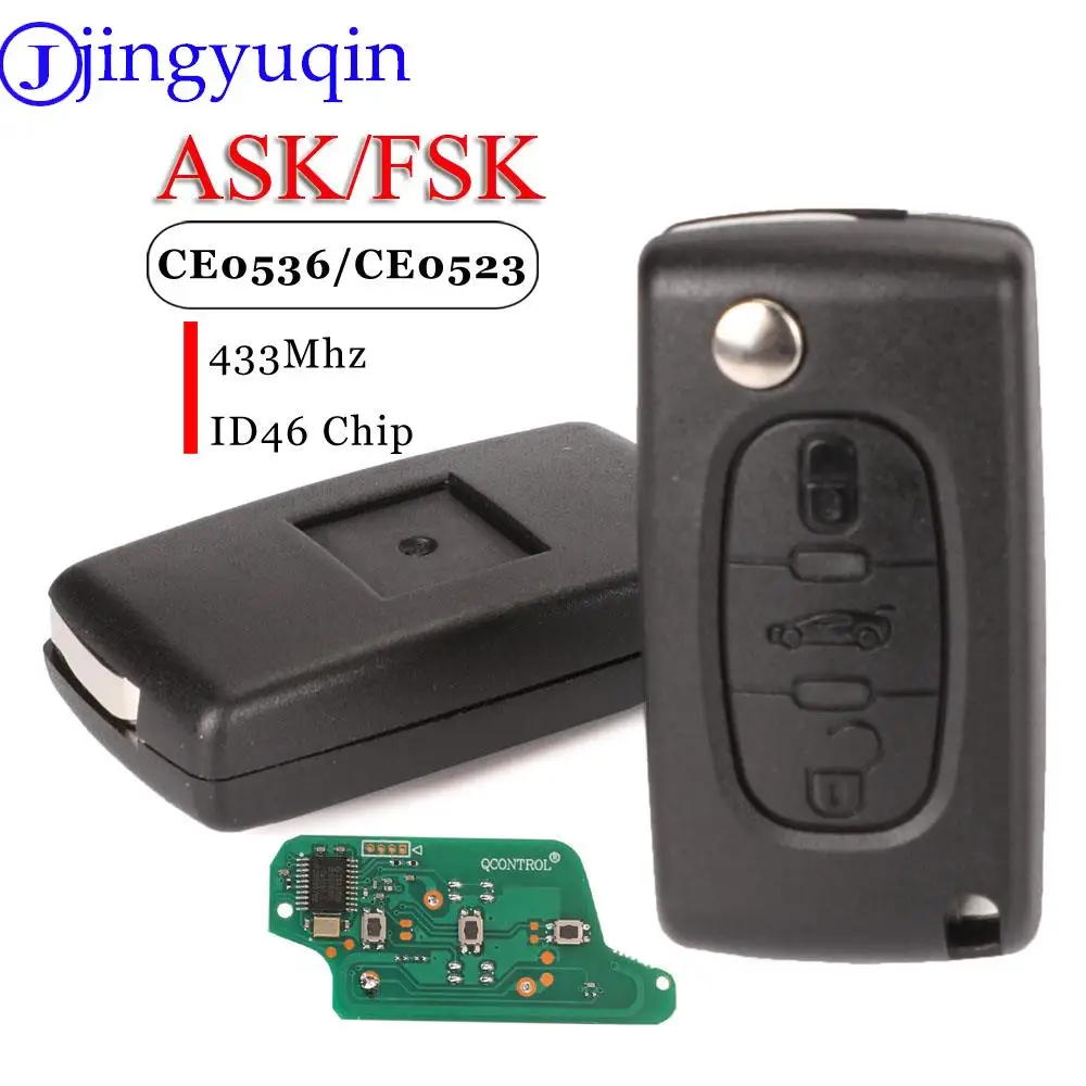 Jingyuqin 3-przyciskowy zdalny kluczyk do Peugeot 207 307 407 308 408 do Citroen Fob 434MHZ ID46 Chip CE0536 CE0523 ASK/FSK HU83/VA2