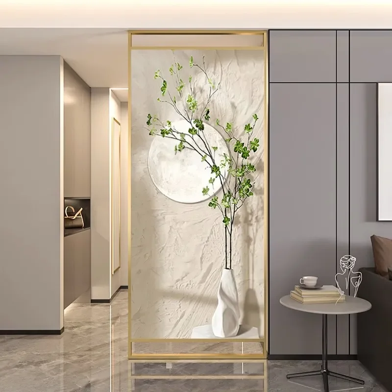 for Nordic Cream Style Entrance Screen Partition Living Room Upright Blocking Decorative Green Plant Fixed Seat Screen