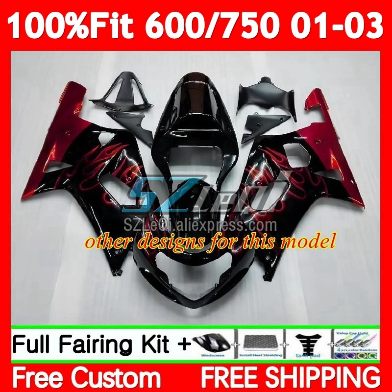 Injection For SUZUKI GSXR750 K1 GSXR Silvery black 750 600 CC 74No.4 GSXR-750 GSXR600 01 02 03 GSX-R600 2001 2002 2003 Fairings