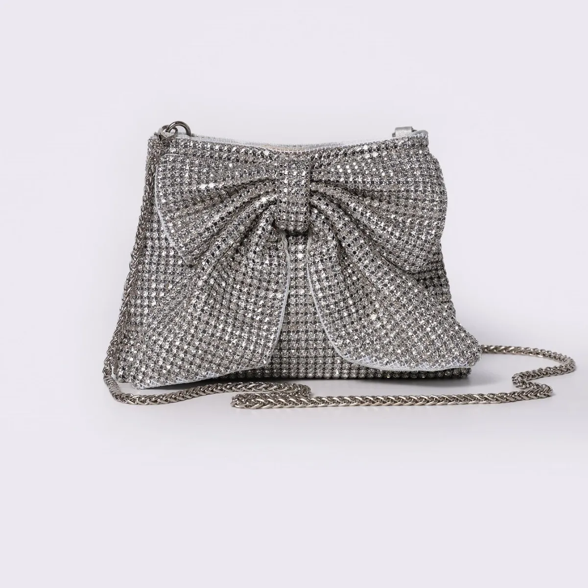 Bow Crystal Women's Diamond Evening Bag Full Diamond Dinner Cheongsam Versatile Chain Single Shoulder Oblique Span Woman Handbag