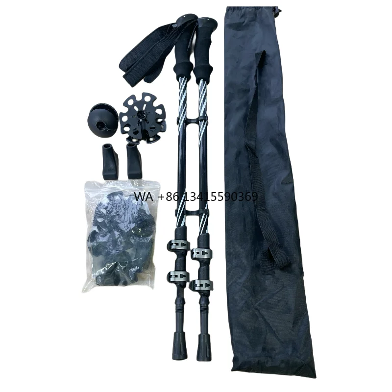 

RTS 3-section Carbon Fiber Foldable Hiking Pole Flip Lock Telescopic Alpenstock Nordic Walking Stick Trekking Poles