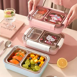 Sanrio Kawaii Cinnamoroll Lunch Box My Melody Hello Kitty Anime Girl Office Worker High Quality Leak Proof Double Grid Lunch Box