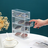 1pc Stackable Eyeglass Organiser Holder 4 Drawers Eyeglass Storage Organizer Box Clear Acrylic for Sunglasses Display Holder