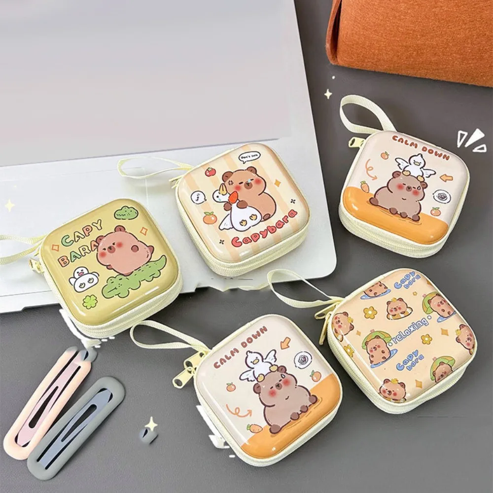 Waterproof Cute Capybara Pattern Zero Wallet Creative Portable Cartoon Zipper Mini Earphone Accessories Bag