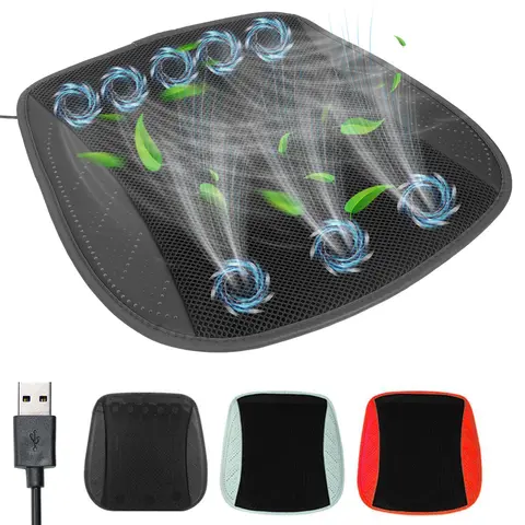 Summer Universal Car Cooling Cushion with 5/8 Fans, Three Wind Adjustment Cooled Chair Pad USB Seat Cushion Interior Accessories