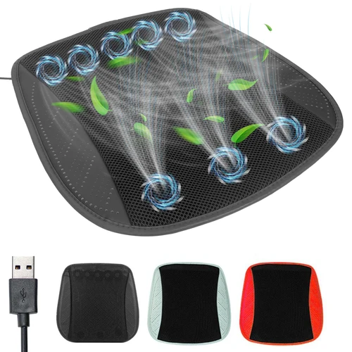Imagen 1 del producto Cojín de refrigeración Universal para coche de verano con 5/8 ventiladores, tres ajustes de viento, almohadilla para silla enfriada, cojín para asiento USB, accesorios interiores