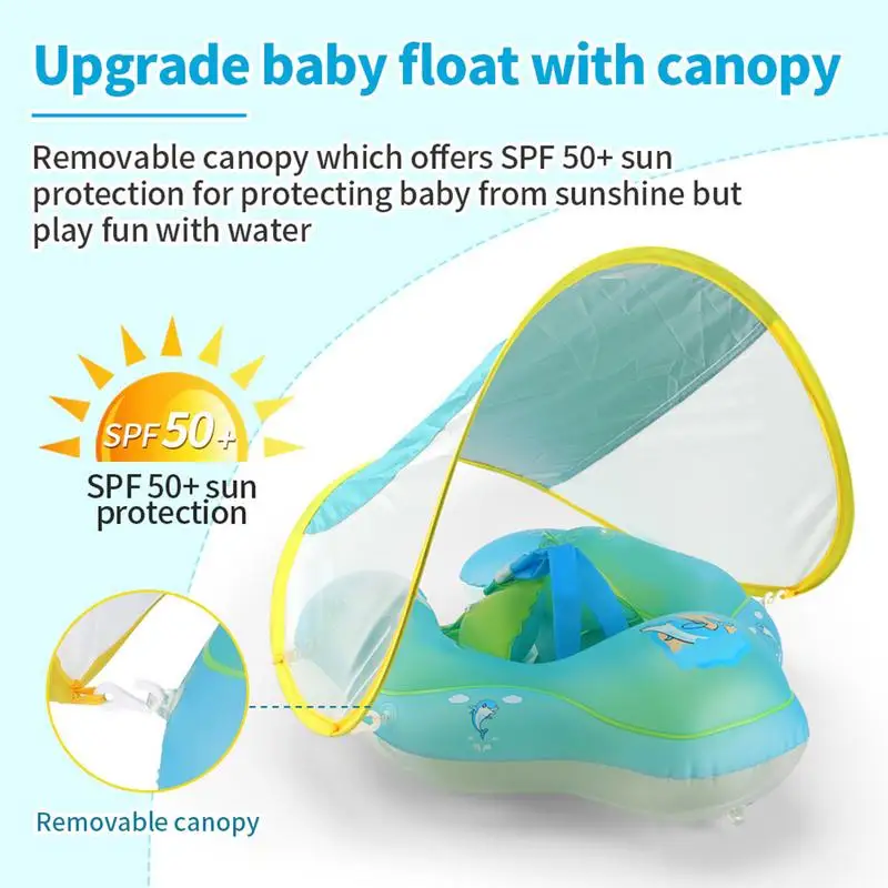 Kinder schwimmt für Pool Kinder Pool Float Ring mit Sonnenschirm Baldachin aufblasen Wasser spielen Spielzeug Sitz Outdoor-Aktivitäten für 3–36