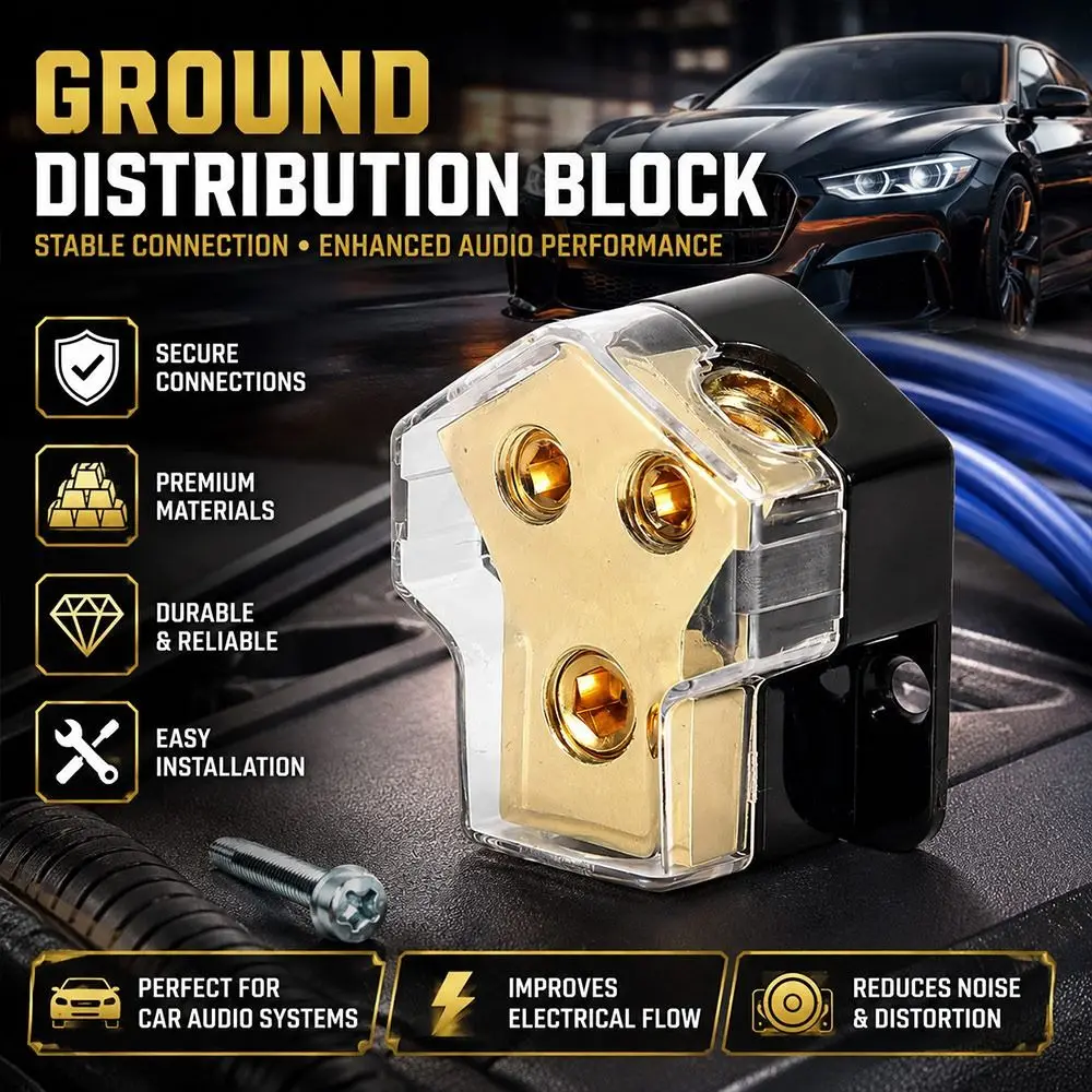 Transparent Cover Ground Distribution Block 2 Way Y-Shaped Power Distribution Block Conductive Car Audio Distribution Block