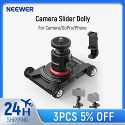 NEEWER Camera Slider Dolly with Ball Head & Phone Clamp 4 Wheeled Tabletop Dolly Manual Skater with 360° Panorama