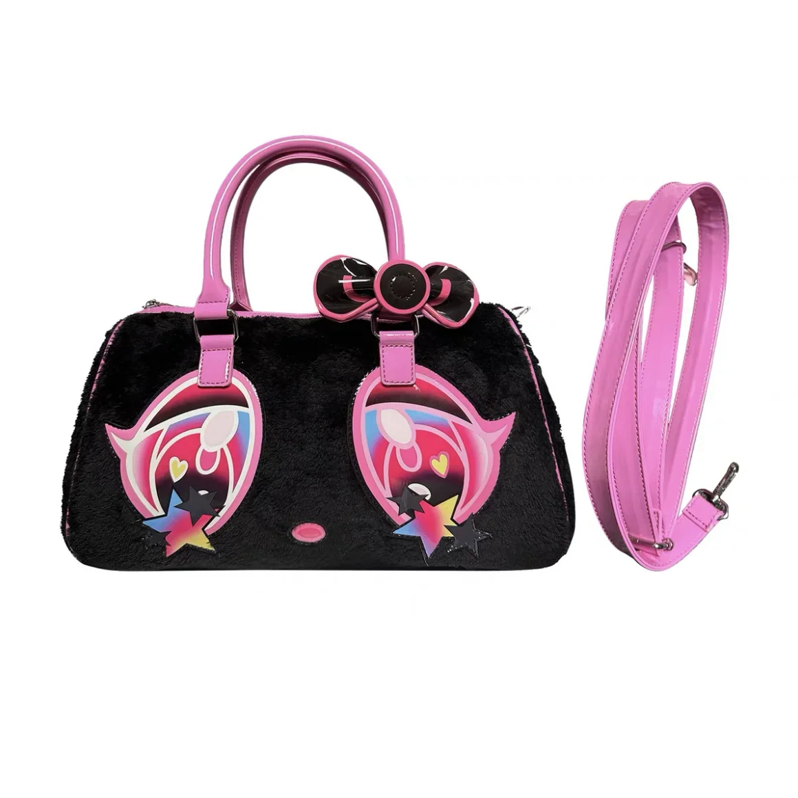 2025 جديد وصول الكرتون سعة كبيرة حقائب بيد حقائب اليد النسائية الفتيات أنيمي الكرتون أسود وردي اثنين كولو حمل حقيبة #6