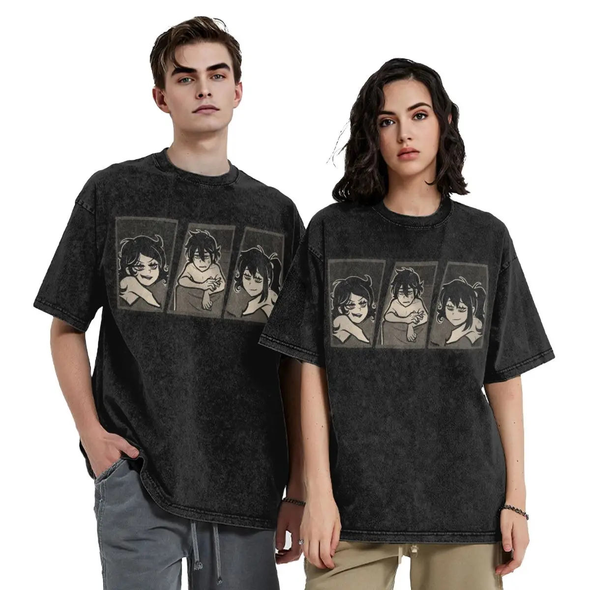 

Ashley And Andrew Hip Hop Short Sleeve T-Shirts Washed Tops Tees Streetwear T Shirt Printed for Men Women