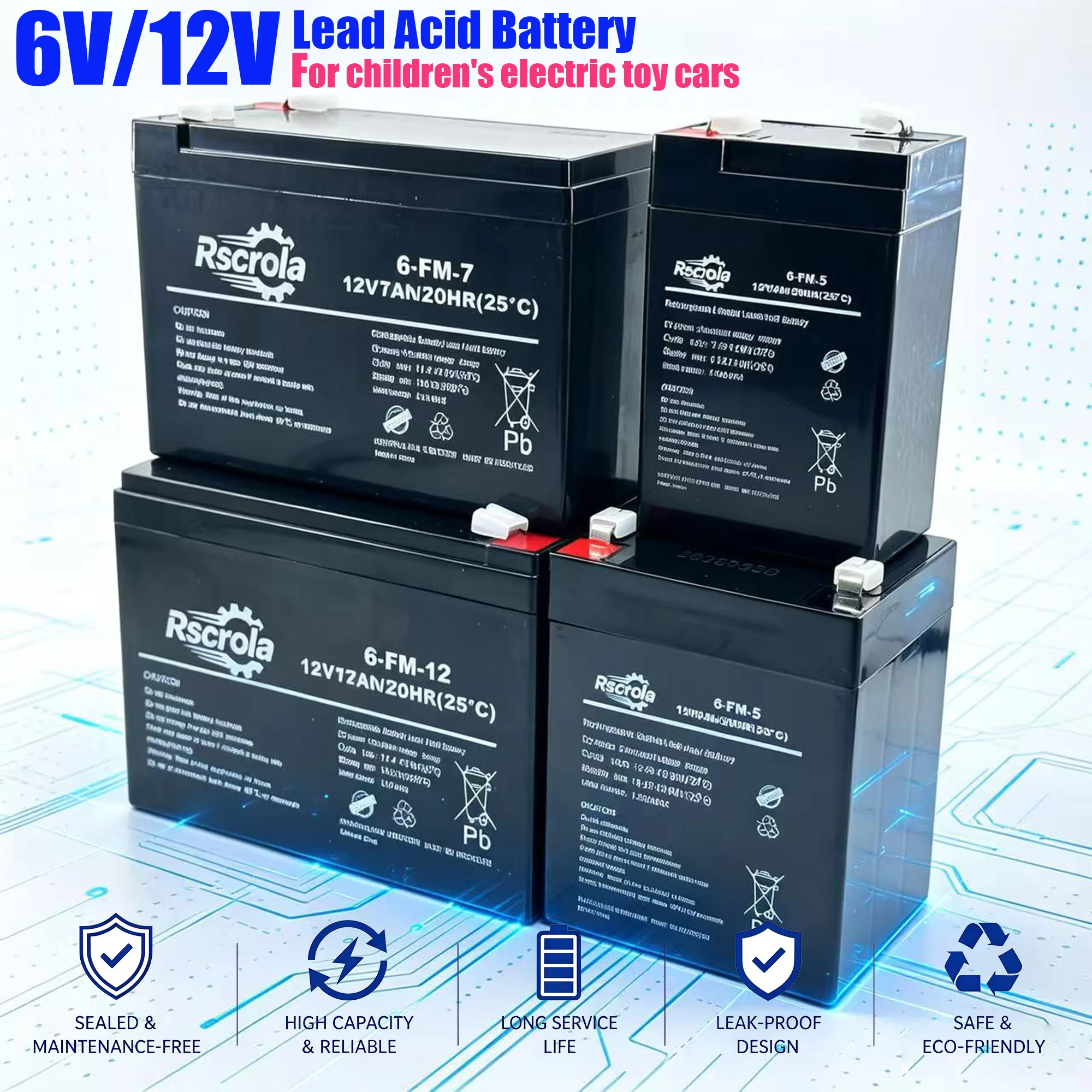 NEW 6V 12V Rechargeable Battery For Children's Electric Vehicles Toy Cars Motorcycles Baby Strollers Battery 5Ah 7Ah 8Ah 12Ah