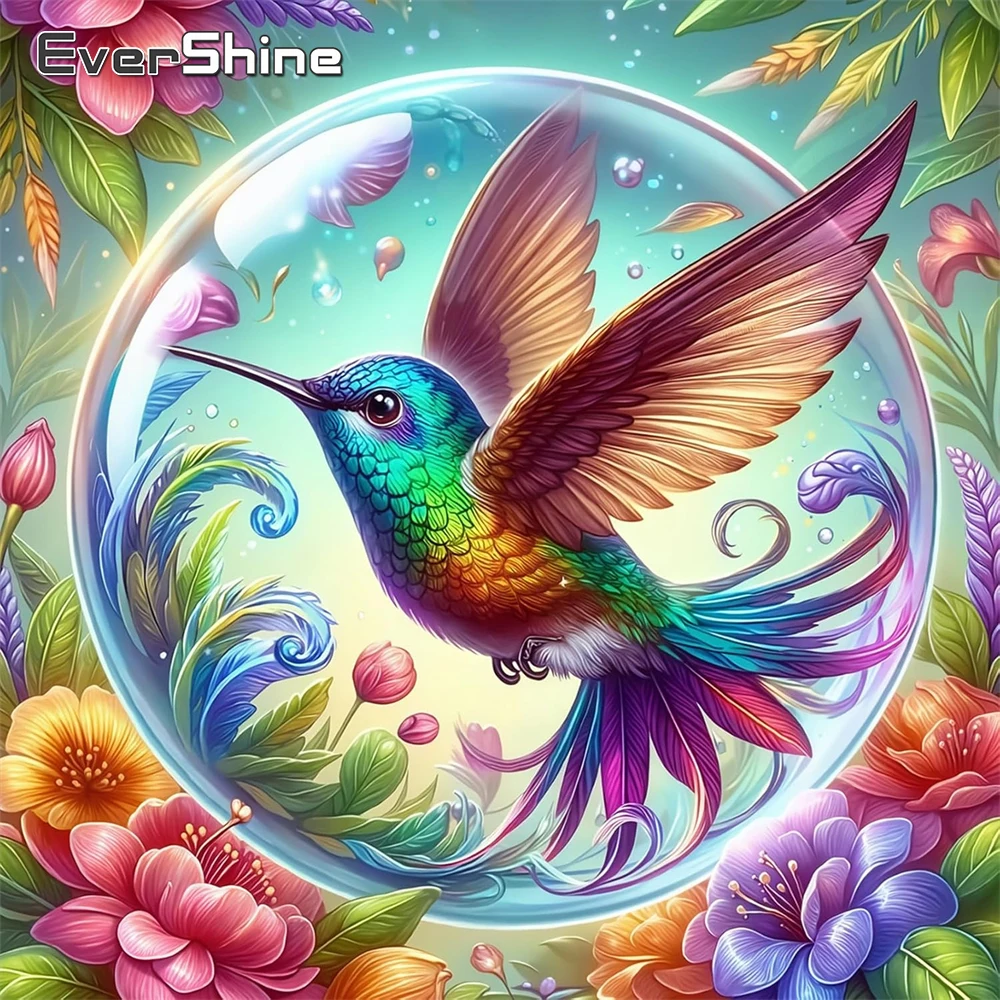 Evershine Voll Platz Runde Diamant Mosaik Vogel Tier DIY Neue Ankunft Malerei Kolibri Stickerei Blume Wohnkultur