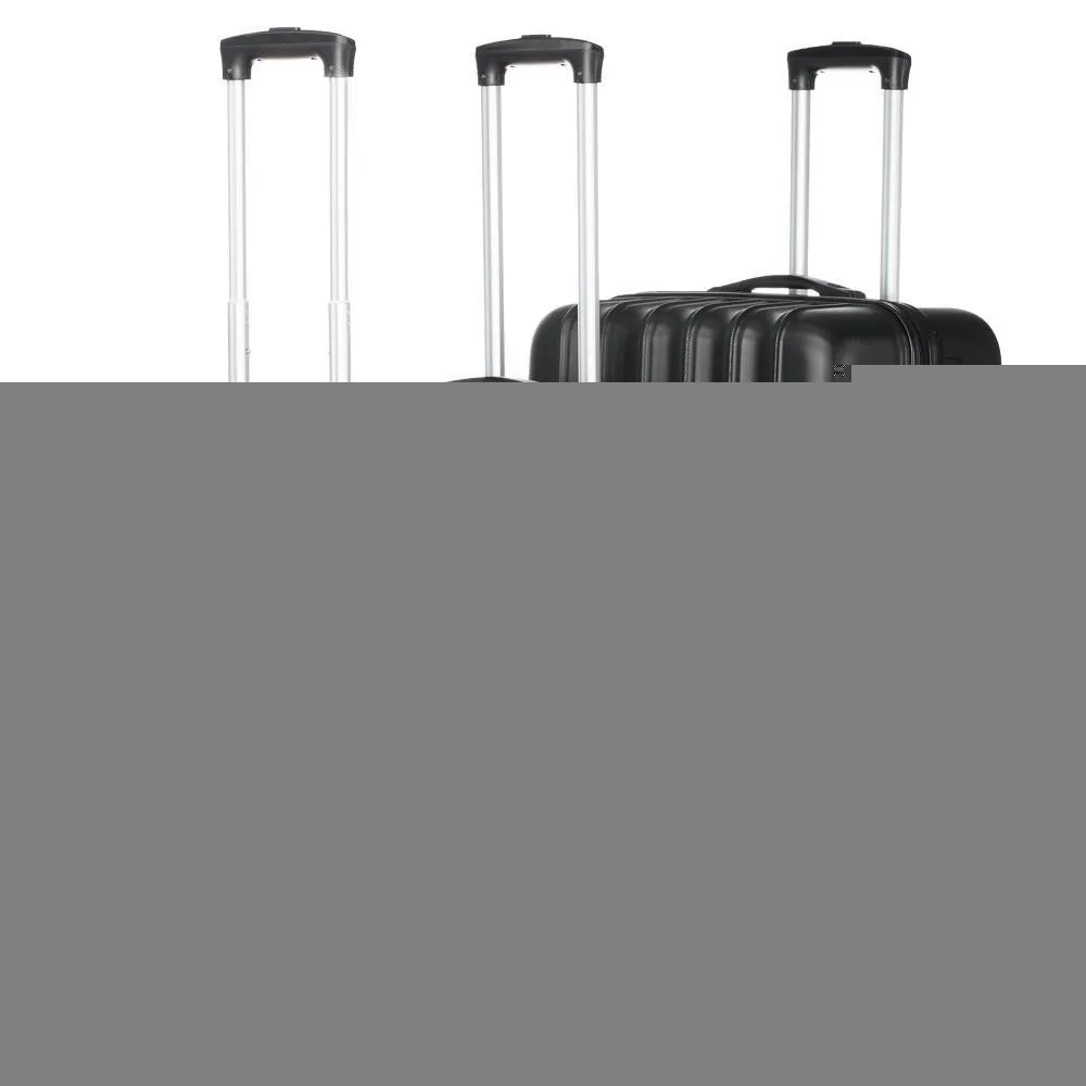 

20" 24" 28" 3Pcs Luggage Travel Set Bag ABS Trolley Suitcase w/TSA Lock Black