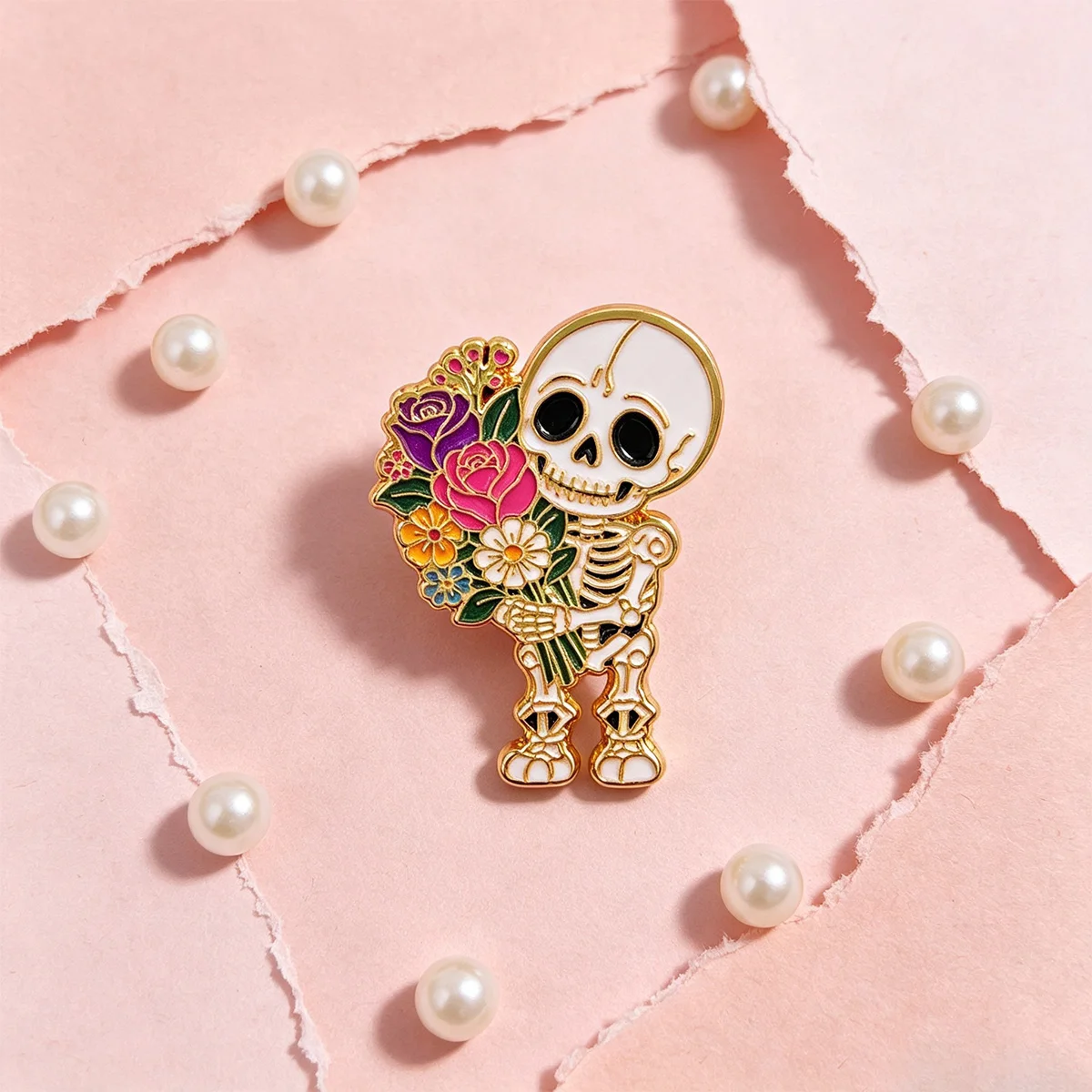 9-teiliges Set Niedliche Skelett-Emaille-Pins, Gothic-Rosenblüten-Brosche, Anstecknadeln für Rucksäcke, Accessoires, Schmuck, Geschenk für Freunde – Detail 5