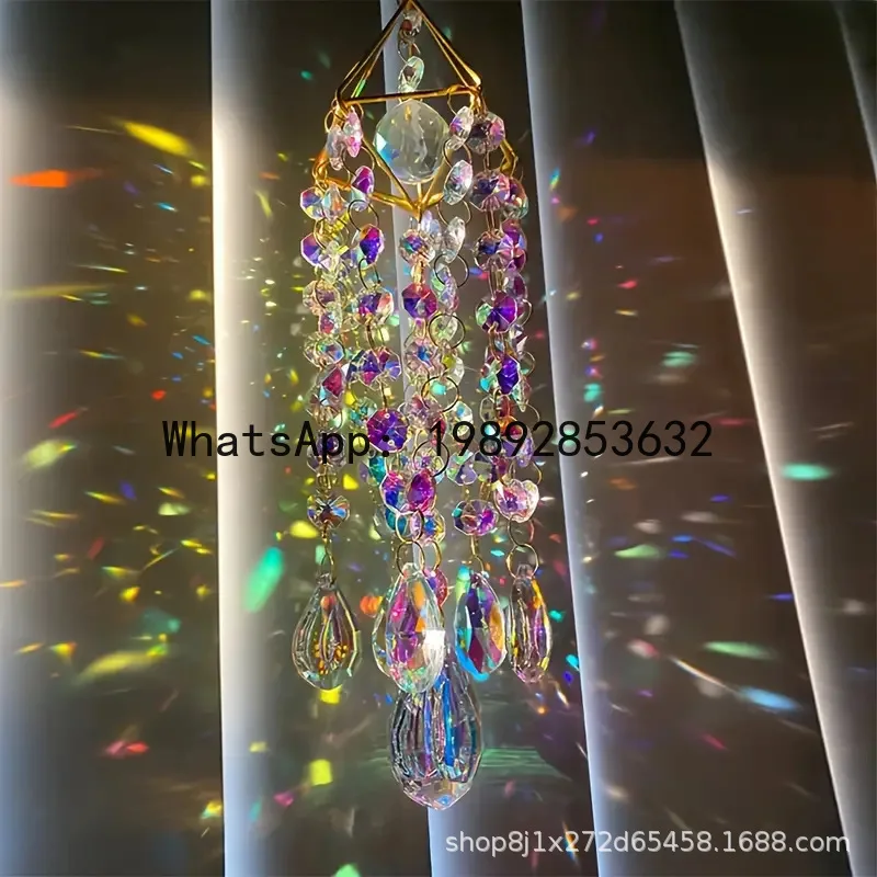 FL Sunshine Catcher Crystal Symphony Wind Chime Pendant Horizontal Room Window Pendant Gift