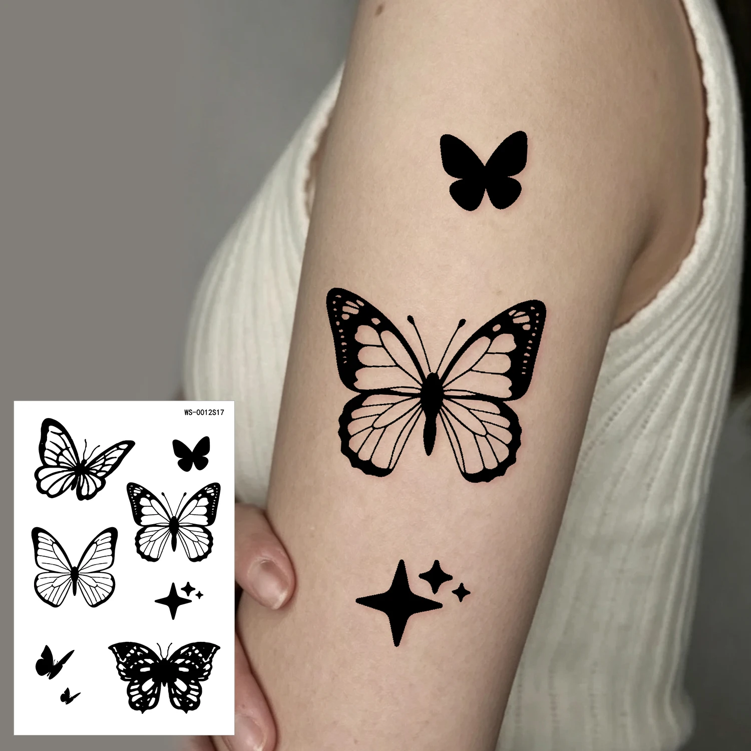 10pcs Black Hollow Butterfly Temporary Tattoo Stickers Vintage Black Butterfly Fake Tattoo Stickers Butterfly Wing Body Decorati