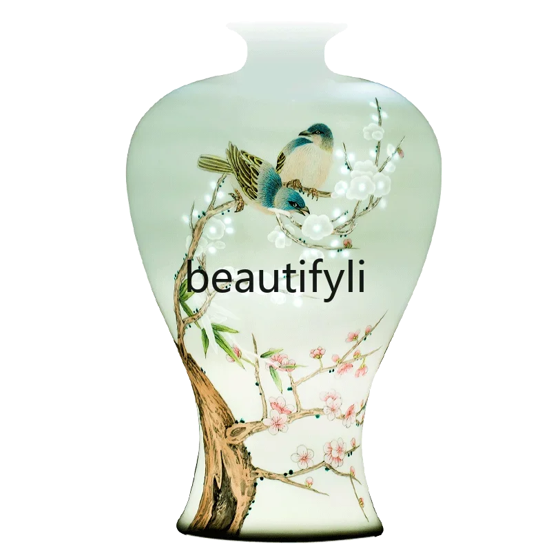 Jingdezhen ceramic hand-painted vase flower arrangement new Chinese home living room bogu frame decorative crafts