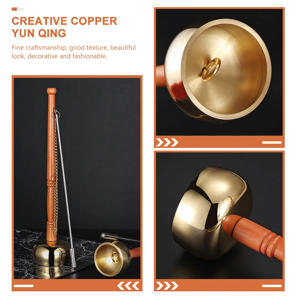 

1 Pcs Fine Craftsmanship Copper Yin Qing With Exquisite Wooden Handle For Stress Relief And Meditation