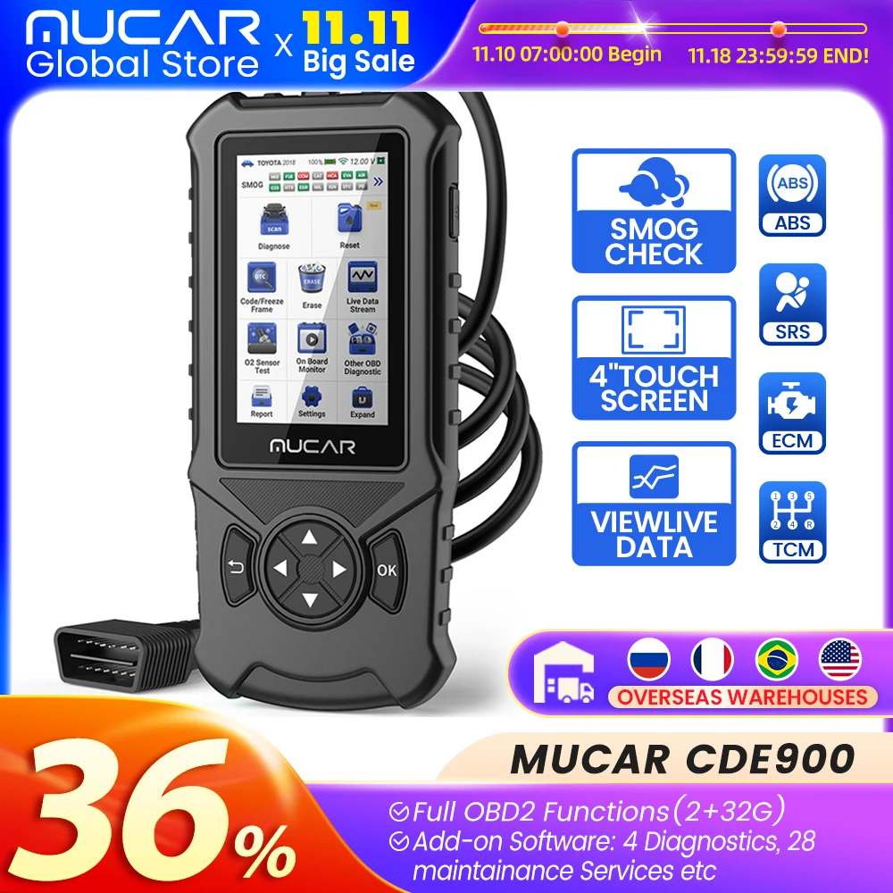 MUCAR CDE900 OBD2 Scanner Car Diagnostic Tool Engine TCM ABS SRS System obd 2 Auto Code Reader Lifetime Free Upgrade Wifi Update