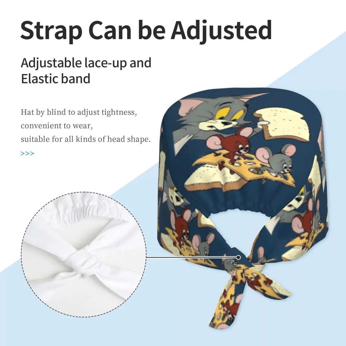 مخصص قابل للتعديل توم القط والفأر جيري قبعة العمل الرجال النساء الخبز الجراحية قبعة فرك التمريض طبيب الجراح قبعة للشيف