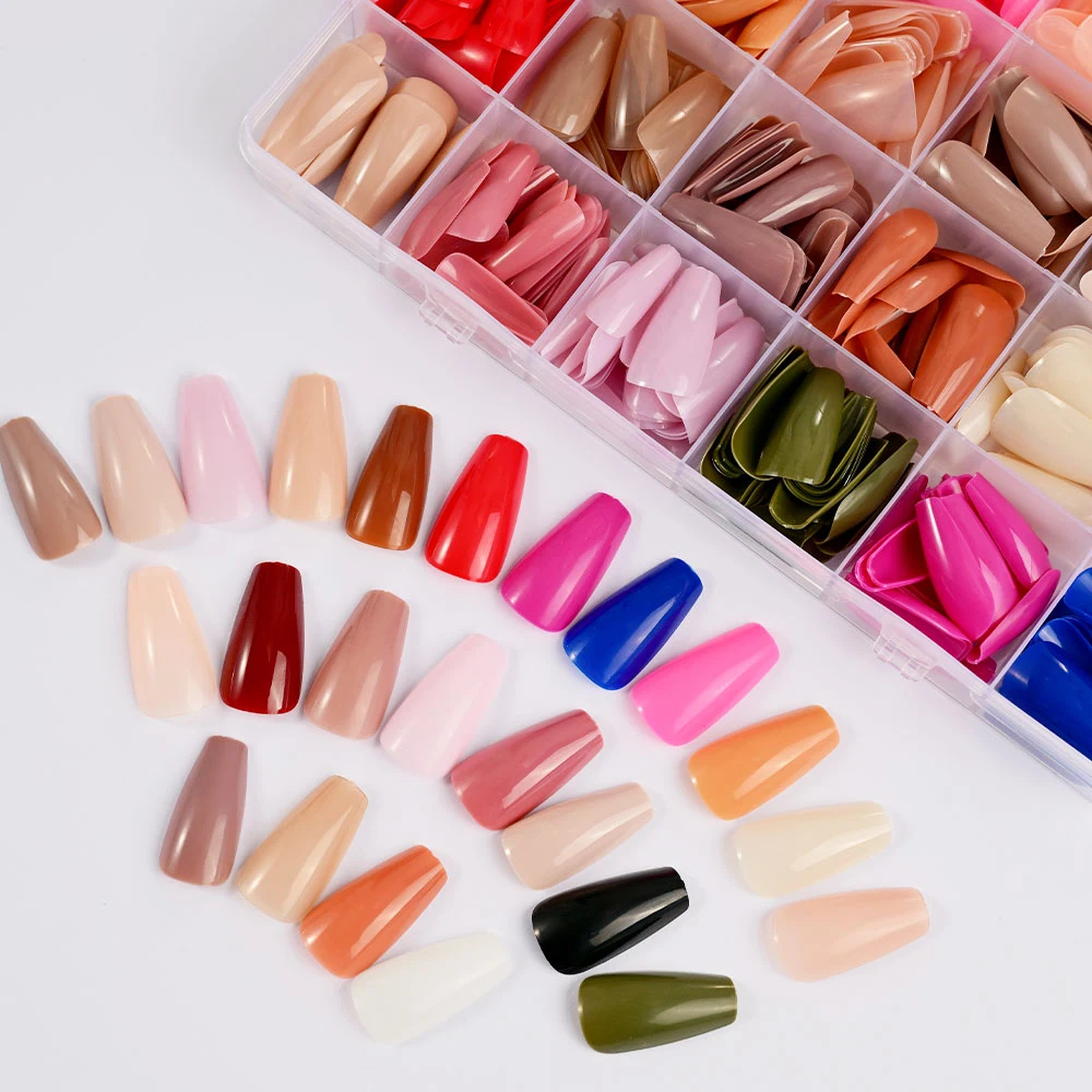

576 шт., 24 цвета, акриловый пресс для ногтей, накладные ногти, накладные ногти разных размеров, длинный гроб, ношение доспехов, съемный удобный ноготь 24*24