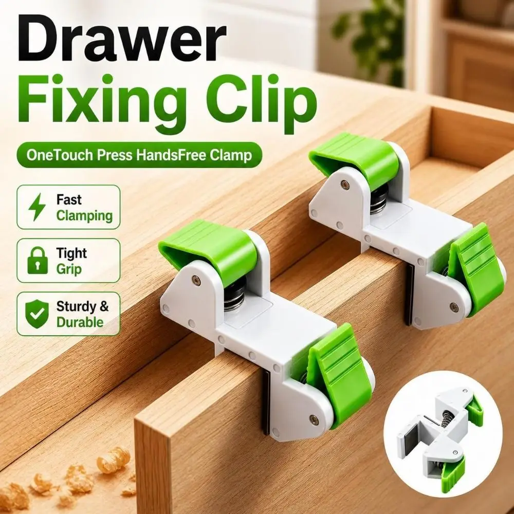 One-Touch Press Drawer Fixing Clip Adjustable Hands-Free Woodworking Clamp Dual-Use Quick Installation Furniture Auxiliary Tool