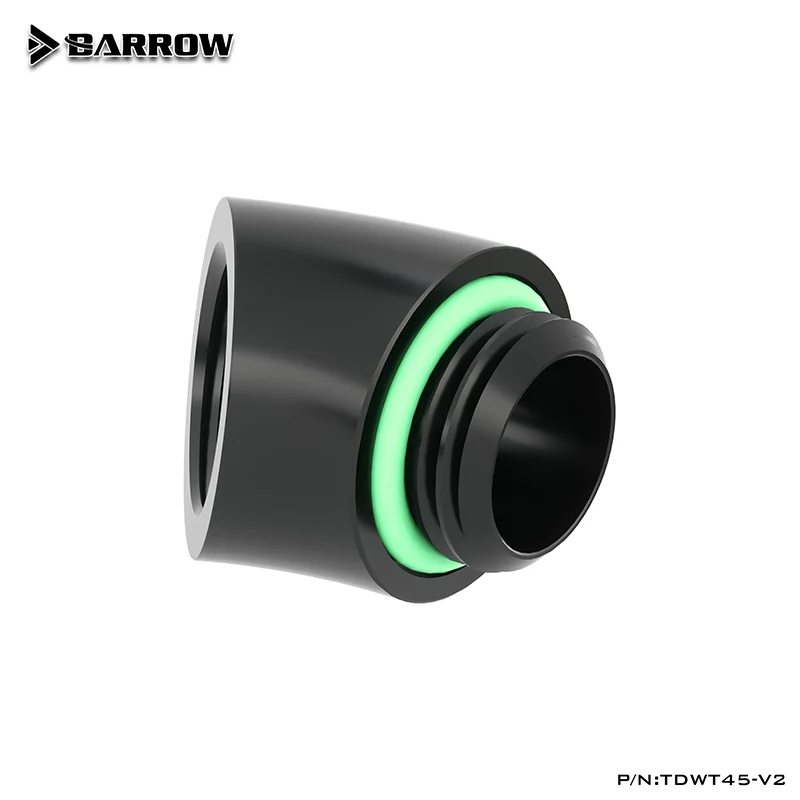BARROW G1/4" 45 Angled Male To Female Water Cooling Fittings Elbow Connector,Black/Bright Silver/White,TDWT45-V2