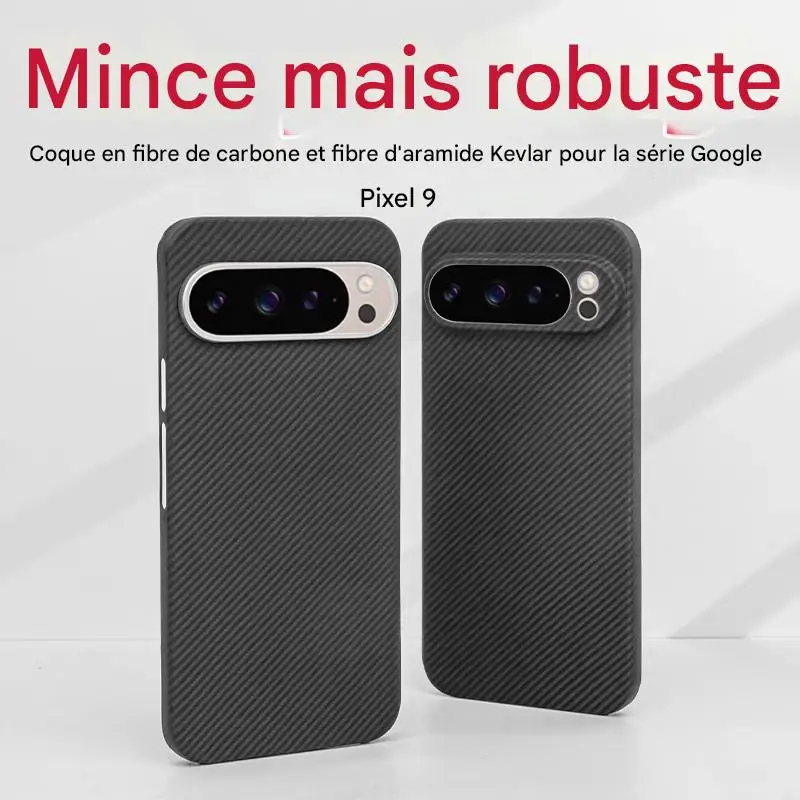 

For Google Pixel 9 Pro XL Case Aramid Fiber Kevlar MagSafe Compatible Ultra Thin Premium Matte Black Business Protective Cover