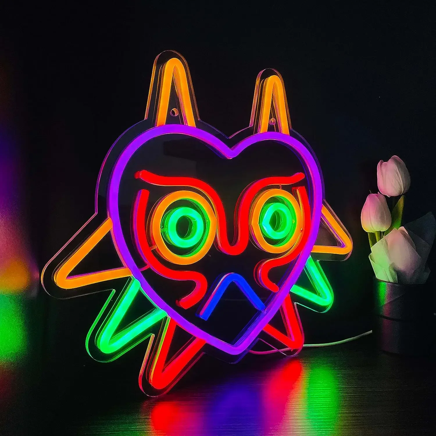 Mask LED Sign LoZ Neon Sign for Room Wall Decor Gamer Gift Mask Game Room Decor LED Neon Light