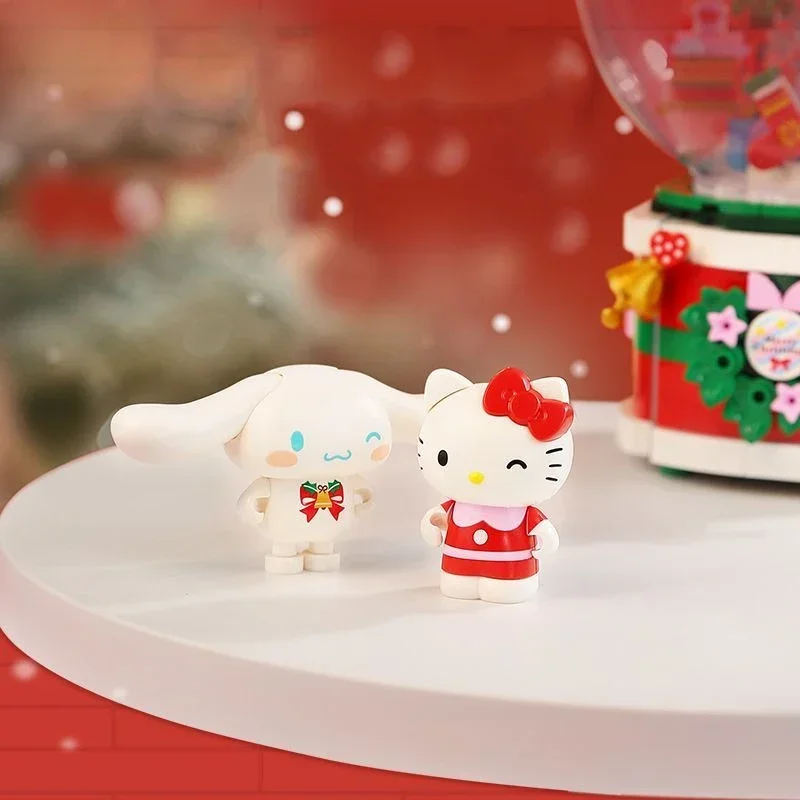 keeppley Sanrio building blocks wishing Christmas music box model Kawaii children\'s toy assembly HelloKitty Cinnamoroll figure