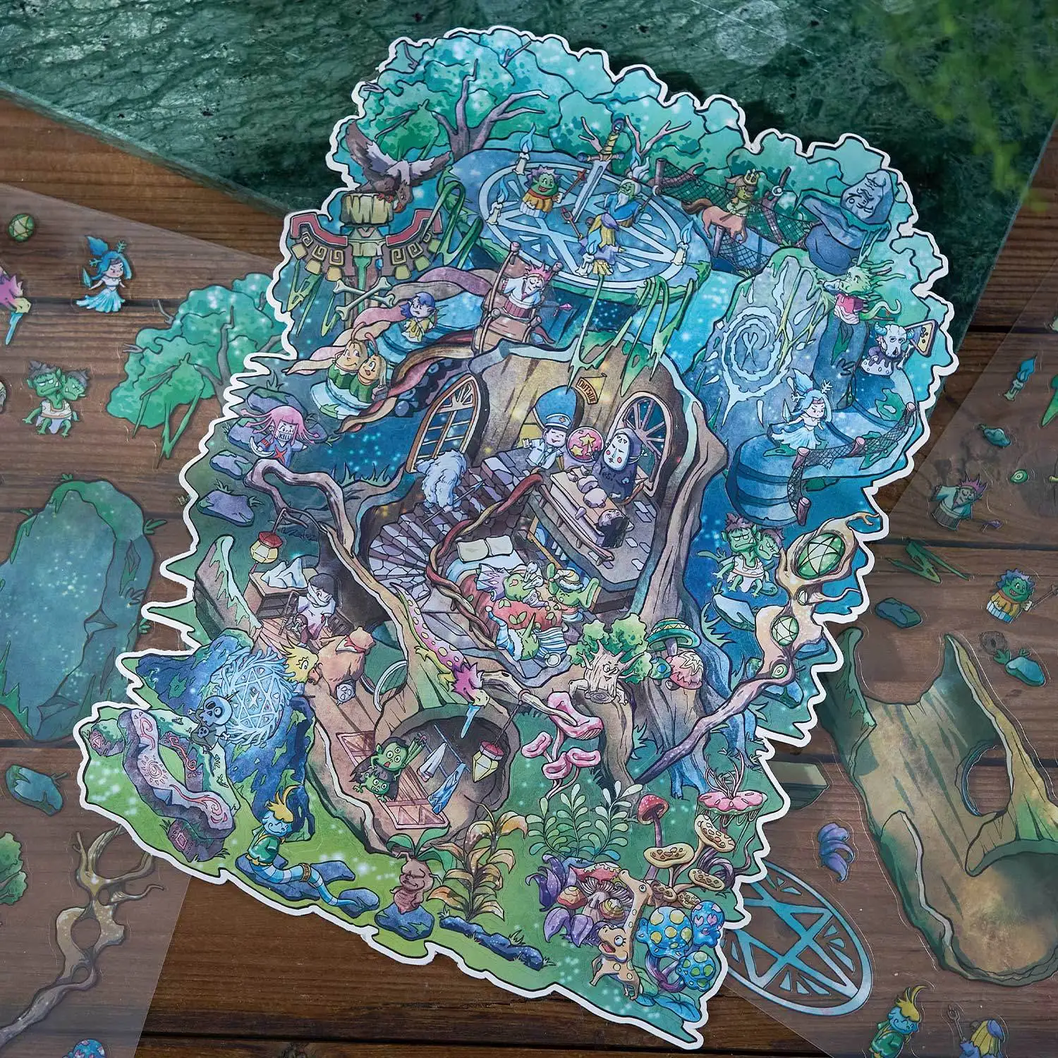Plus Size Journey Series Kawaii 3D Cartoon Miniature Scene Stickers DIY Stacking Paste Fun Scrapbook Landscape Stickers