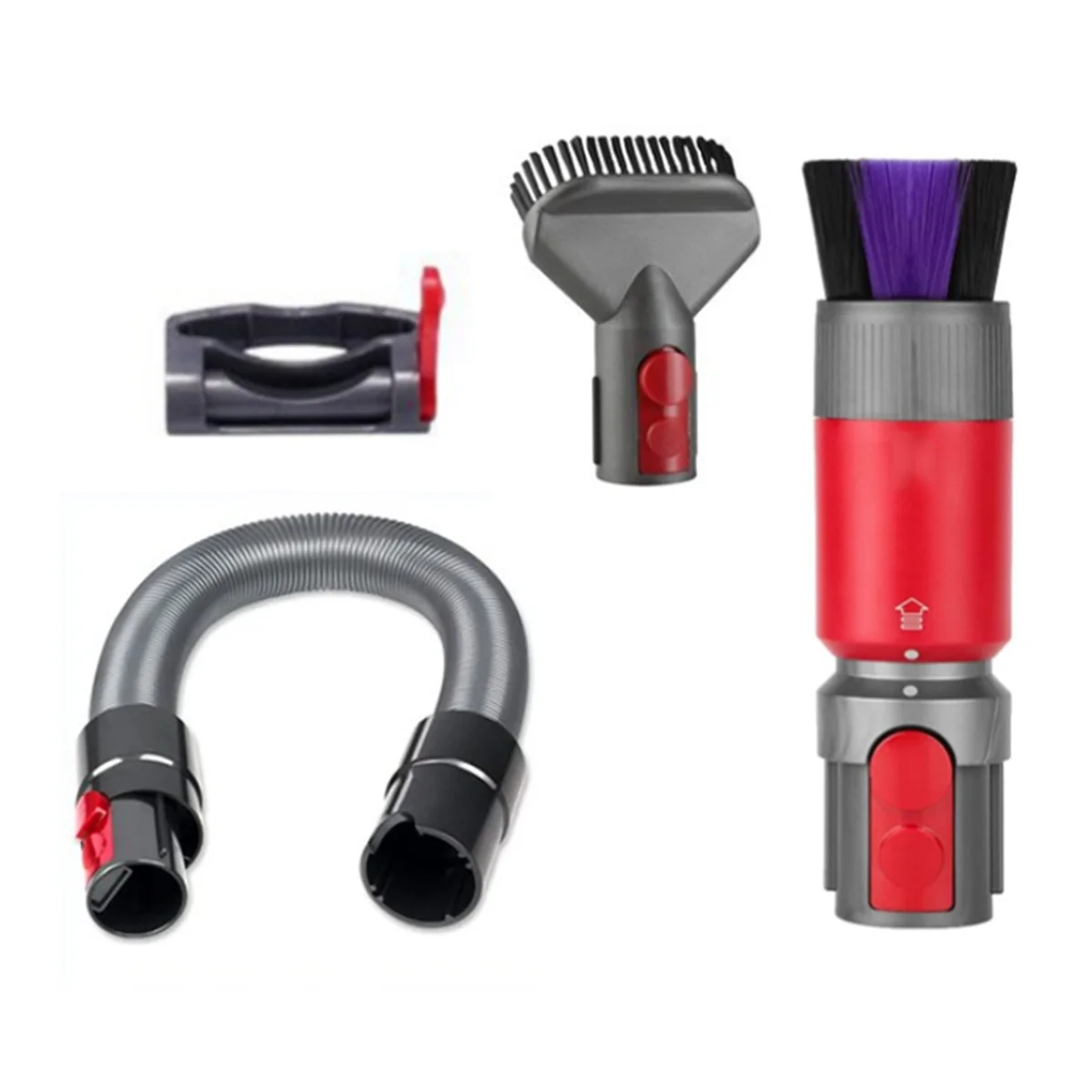 FZFZ 4PCS V7/V8/V10/V11/V15 진공 액세서리 확장 유연한 호스 용 잔류물없는 먼지 브러시 호스 세트